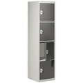 QUIPO Schließfachschrank mit 4 Einzelschließfächern HxBxT 1800 x 450 x 500 mm lichtgrau / basaltgrau, Grundelement