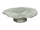 Schubiger Schale Blatt mit Fuss Aluminium Silber
