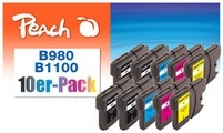 Peach 10er-Pack Tintenpatronen, XL-Füllung, kompatibel zu Brother LC-1100, LC-980