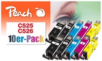 Peach 10er-Pack Tintenpatronen, kompatibel zu Canon PGI-525, CLI-526