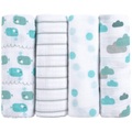 emma & noah, emma & noah Mullwindeln 4er Set Wal Blau 80 x 80 cm - blau