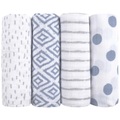 emma & noah, emma & noah Mullwindeln 4er Set Blau 80 x 80 cm - blau