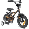 PROMETHEUS BICYCLES® Kinderfahrrad 12 in Schwarz Matt & Orange ab 3 Jahre mit Stützräder