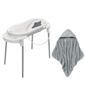 Rotho Babydesign, Rotho Babydesign Badestation TOP Xtra weiß + Kapuzenhandtuch stone grey gratis