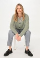 hessnatur, Damen Cardigan aus Bio-Baumwolle und Bio-Merinowolle - grün GrösseXS