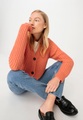 hessnatur, Damen Cardigan aus Bio-Baumwolle und Bio-Merinowolle - orange GrösseS