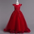 Kinder Mädchen bestickte Blumen Kleid Party Hochzeit Urlaub Pailletten Mesh grün blau lila Baumwolle Maxi Kurzarm elegant Prinzessin süß Kleider Sommer Regular Fit 4-13 Jahre Lightinthebox