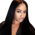 Lace Front Perücke 4x4 Lace Echthaar vorgezupft 130% 150% 180% Dichte Yaki Straightfront Perücken mit Babyhaar Brasilianische Echthaarperücken für schwarze Frauen Lightinthebox