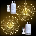 wasserdichte Feuerwerkskörper im Freien 180 LED Starburst Kupferdraht Funkeln Lichter 8 Modi Lichterketten mit Remote-Hängelampen für Party Hochzeit Terrasse Schlafzimmer Garten Dekoration Lightinthebox