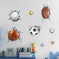 3d bälle gebrochen wandaufkleber fußball basketball hausaufkleber fensteraufkleber jungenzimmer wohnzimmer sportdekor wandbild 50x70cm wandaufkleber für schlafzimmer wohnzimmer Lightinthebox