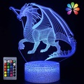 Lighinthebox, Drachen Dinosaurier 3D LED Nachtlicht Lampe 16 Farben wechselnd dimmbar mit Touch und Fernbedienung Drachenspielzeug Licht Weihnachtsgeburtstagsgeschenke für Jungen Kinder Lightinthebox