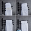Lighinthebox, mattschwarzer Handtuchhalter mit Haken, selbstklebender, an der Wand befestigter Schwenkarm, moderner Handtuchhalter aus Aluminium mit mehreren Stangen, 1 Stk Lightinthebox