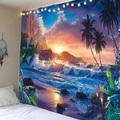 Strandthema Sonnenuntergang Wandteppich Kunstdekor Decke Vorhang zum Aufhängen für Zuhause, Schlafzimmer, Wohnzimmer, Wohnheim, Dekoration, Polyester Lightinthebox