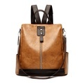 Damen Unisex Rucksack Schultasche Rucksack Leder Farbblock Hohe Kapazität Wasserdicht Reißverschluss Sport Natur Schulanfang Grün Schwarz Braun Lightinthebox