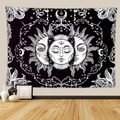 Tarot Wahrsagerei Wandteppich Kunst Dekor Decke Vorhang Picknick Tischdecke hängen zu Hause Schlafzimmer Wohnzimmer Wohnheim Dekoration mysteriöse böhmische Mond Sonne Stern schwarz weiß Lightinthebox