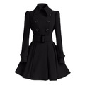 Damen Mantel Täglich Arbeitskleidung Winter Herbst Lang Mantel Regular Fit Elegant und luxuriös Jacken Langarm Mit Gürtel Schwarz Grau Lightinthebox