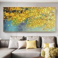 Ölgemälde 100 % handgefertigt, handgemalte Wandkunst auf Leinwand, moderne Landschaft, Pflanze, gelbe Blumen, Heimdekoration, Dekoration, gerollte Leinwand, kein Rahmen, ungedehnt Lightinthebox