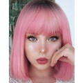 Kurzer, stumpfer Bob-Perücke mit Pony für Damen Synthetik-Bob-Perücken schwarz rosa Perücke für die Party täglich schulterlang blonde rosa Perücke Weihnachtsfeier-Perücken Lightinthebox