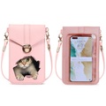 Lighinthebox, Damen Handy-Beutel Kuriertaschen PU-Leder Täglich Reisen Ausgehen Wasserdicht Katze 3D-Druck Wein Schwarz Rosa Pudriges Rosa Himmelblau Lightinthebox