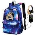 Kinder Unisex Schultasche Rucksack 3D Schulanfang Täglich Reisen Galaxis Katze 3D-Druck Segeltuch Hohe Kapazität Wasserdicht Reißverschluss Schwarz Rote Blau Purpur Lightinthebox