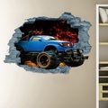 3D gebrochene Flamme Drift Geländewagen kann entfernt werden Aufkleber Hausflur Hintergrunddekoration Wandaufkleber 60x90cm für Schlafzimmer Wohnzimmer Lightinthebox