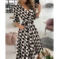 Damen Arbeitskleidung Wickelkleid Formelle Kleidung Midikleid Briefdruck Schmetterlingsdruck Großer Wellenpunkt Langarm Graphic mit Schnürung Winter Herbst Frühling Hemdkragen Modisch winterkleider Lightinthebox