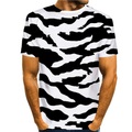 Herren T Shirt Hemd Tee Grafik-Drucke Zebra Rundhalsausschnitt Schwarz / Weiß 3D-Druck Täglich Festtage Kurzarm Bedruckt Bekleidung Designer Casual Groß und hoch / Sommer / Sommer Lightinthebox