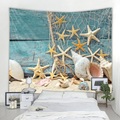 Strand Wandteppich Wandbehang Art-Deco-Decke Vorhang hängen zu Hause Schlafzimmer Wohnzimmer Dekoration Seestern Fischernetz Lightinthebox