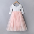 Kinder Kleid für kleine Mädchen Farbblock-Swing-Kleid für besondere Anlässe rückenfrei Mesh-Spitze weiß Maxi-Langarm-Süße Kleider Kindertag Regular Fit 4-12 Jahre Lightinthebox