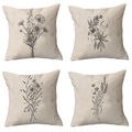 floral pastoral doppelseite kissenbezug 4pc weiche dekorative quadratische kissenbezug faux leinen kissenbezug kissenbezug für sofa schlafzimmer wohnzimmer maschinenwaschbar für sofa couch bett stuhl Lightinthebox