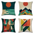 abstrakter Wurfkissenbezug, 4-teilig, doppelseitig, geometrisch, weich, dekorativ, Schlafzimmer, Wohnzimmer, Sofa, Couch, Bett, Stuhl, grün, gelb Lightinthebox