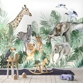 Lighinthebox, kinderzimmer wandbild tapete wandaufkleber druck schälen und stick selbstklebend cartoon giraffe elefant tier leinwand wohnkultur Lightinthebox
