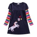 kinderkleidung Mädchen Kleid Tier Knielang Kleid Schulanfang Bestickt 100% Baumwolle Langarm Süß Kleid 2-8 Jahre Herbst Fuchsie Königsblau Lightinthebox