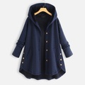 Damen Übergröße Hoodie-Mantel Taste Tasche Glatt Formal Outdoor Langarm Kapuzenpullover Standard Herbst Winter Grün Blau Grau XL XXL 3XL 4XL 5XL Lightinthebox