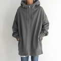 Damen Hoodie Sweatshirt Kapuze Pullover Zip Hoodie Kapuzenjacke Strassenmode Normallänge Zip Tasche Schwarz Grau Armeegrün Feste Farbe Lockere Passform Casual Mit Kapuze Langarm S M L XL XXL Lightinthebox
