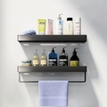 badezimmerregale wandmontiertes schwarzes aufbewahrungsorganizerregal badezimmerküche badezimmerbeschläge anhänger badezimmerregal platz aluminium duschregal eckregal quadratisches bad dusche regal Lightinthebox