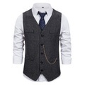 Herren Weste warm halten Hochzeit Täglich Einreihiger Verschluss V Ausschnitt Sport 1920s Smart Casual Jacke Oberbekleidung Feste Farbe Tasche Schwarz Kaffee Grau Lightinthebox