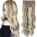 Lighinthebox, kräftige lange gewellte Clip-in-Haarverlängerung für Frauen 4 Stück Haarverlängerungen gemischte blonde synthetische Haarverlängerungen Lightinthebox