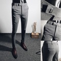 Herren Anzughosen Eng Hose Hosen Bleistifthosen Tasche Glatt Atmungsaktiv Dehnbar Knöchellänge B¨¹ro Geschäft Freizeitskleidung Baumwolle Schick Modern Casual Dünn Schwarz Grau elastisch Lightinthebox