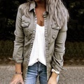 Damen Jacke Jeansjacke Kurz Tasche Mantel Grün Schwarz Grau Aktiv Strasse Herbst Einreihiger Verschluss Quadratischer Ausschnitt Regular Fit S M L XL XXL / Täglich Lightinthebox