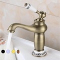 Waschbecken Wasserhahn, Einhand-Einloch-Messing-Standardauslauf, Vintage-Waschbecken-Wasserhahn aus Messing mit heißem und kaltem Wasser Lightinthebox