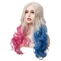 Harley Quinn lange gewellte Perücke blond pink blau ombre Perücken für Frauen Cosplay Party Lightinthebox