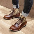 Herren Stiefel Springerstiefel Vintage Klassisch Outdoor Party Abend PU Baumwolle Braun Winter Herbst Lightinthebox