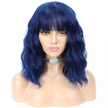 blaue perücken für frauen blaue marineblaue perücke damen natürliche lockige haare kurzwellige perücke mit luftknall hitzebeständiges synthetisches party cosplay groß 14inch (ca. 35cm) Lightinthebox