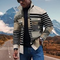 Herren Flanelljacke Flanell Hemden Hemd Kragenhemd Hemdjacke Gestreift Umlegekragen Beige 3D-Druck Outdoor Strasse Langarm Tasche Bedruckt Bekleidung Strassenmode Sport Casual Lightinthebox