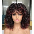 schwarze Perücken für Frauen hübscheste Afro-Lockenperücke schwarz mit warmen braunen Highlights Perücke mit Pony für schwarze Frauen natürlich auf der Suche nach dem täglichen Tragen Lightinthebox