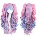 Pferdeschwanzperücke blaue Perücken für Damen Cosplay Perücke mit 2 Pferdeschwänzen Perücke rosa blaue Kunsthaarperücken Lightinthebox