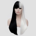 Hexen/Zauberer Perücke Schwarz-Weiß-Perücke grausam deville perücke lange gerade synthetische perücke mit pony damen Lightinthebox