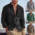 Herren Hemd Umlegekragen Frühling Sommer Langarm Schwarz Braun Grün Feste Farbe Outdoor Strasse Bekleidung Button-Down Lightinthebox