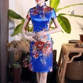 Damen Bodycon Etuikleid Cheongsam Kleid Midikleid Schwarz Weiß Rote Kurzarm Blumen Gespleisst Frühling Sommer Ständer Elegant Wochenende 2023 S M L XL XXL 3XL 4XL 5XL 6XL Lightinthebox